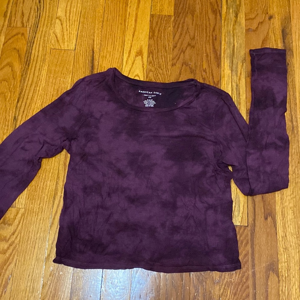 long sleeve top, purple tie dye